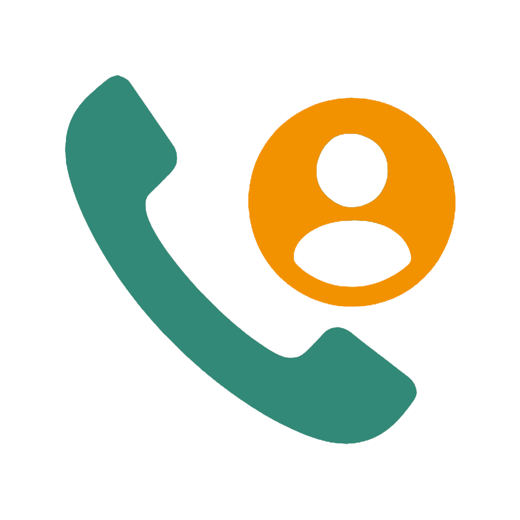 Die Grafik symbolisiert das Thema „Ansprechpartner“. Sie zeigt ein grünes Telefonsymbol, das für Kontaktaufnahme oder Kommunikation steht, sowie ein orangefarbenes Personensymbol, das eine konkrete Kontaktperson oder zuständige Ansprechperson darstellt. Die Bildsprache vermittelt, dass es eine direkte und persönliche Anlaufstelle für Fragen oder Anliegen gibt – etwa im Bewerbungsprozess, bei organisatorischen Themen oder zur Orientierung.